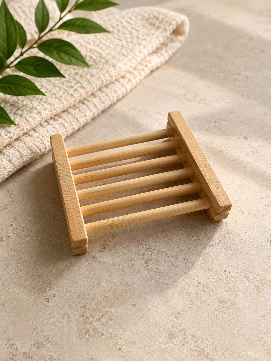 Natural Bamboo Soap Dish (sand colored)